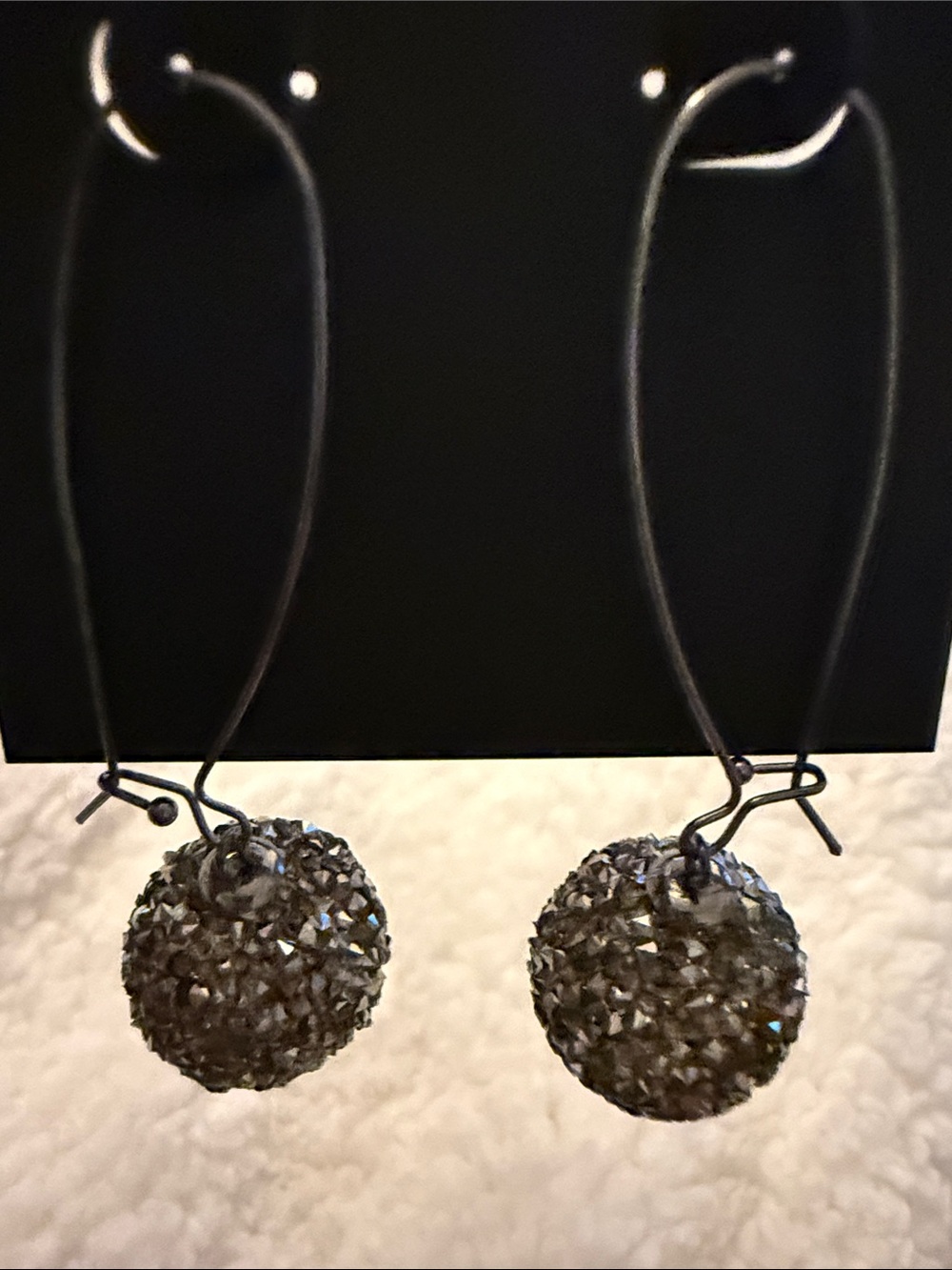 Metal Silver Sparkle Ball Drop Earrings